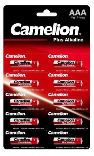 Элемент питания алкалиновый AAA/LR03 1.5В Plus Alkaline LR03-BP1х10P (блист.10шт) Camelion 14136 фото 3