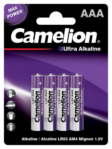 Элемент питания алкалиновый AAA/LR03 1.5В Ultra BL-4 (уп.4шт) Camelion14985 фото 3