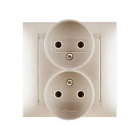 Розетка 2-м СП Simon15 16А IP20 250В без заземл. винт. клеммы шампань Simon 1590457-034