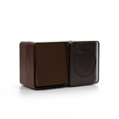 Блок ОП AtlasDesign PROFI IP54 (розетка 1-м 16А заземл. защ. шторки + 1-кл. выключатель 10А) корич. SE ATN546070 фото 4