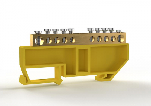 Шина PE "земля" на DIN-изоляторе 6х9мм 10 отвер. латунь TOKOV ELECTRIC TKE-BCB-69-10-DIN/PE Шина PE "земля" на DIN-изоляторе 6х9мм 10 отвер. латунь TOKOV ELECTRIC TKE-BCB-69-10-DIN/PE