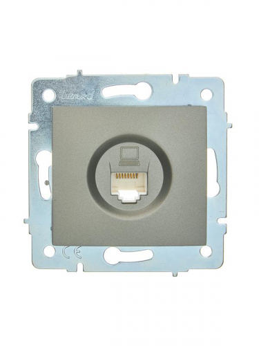 Розетка компьютерная 1-м СП ASTI IP20 RJ45 механизм Cat 5e платина. LEZARD 7081-3588-139