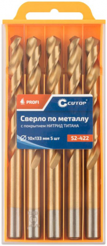 Сверло по металлу ПРОФИ/Profi 10х133мм с титан. покрытием (уп.5шт) Cutop 52-422 фото 3