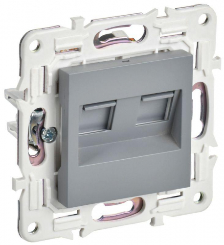 Розетка компьютерная двойн. RJ45 кат.5E SKANDY SK-K03Gr сер. IEK SK-K20-1-K03 Розетка компьютерная двойн. RJ45 кат.5E SKANDY SK-K03Gr сер. IEK SK-K20-1-K03