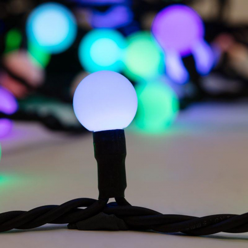 Гирлянда светодиодная "Мультишарики" 10м d23мм 80LED RGB 5Вт IP65 свечение с динамикой провод каучук черн. (нужен шнур питания 315-000) Neon-Night 303-599 фото 3
