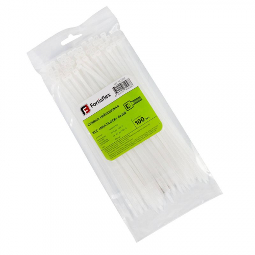 Хомут нейлоновый КСС MULTILOCK 4х200 бел. (уп.100шт) Fortisflex 102302 Хомут нейлоновый КСС MULTILOCK 4х200 бел. (уп.100шт) Fortisflex 102302