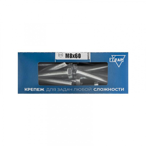 Болт с шестигранной головкой М8х60 DIN 933 оцинк. (уп.20шт) Tech-Krep/Zitar 105212 Болт с шестигранной головкой М8х60 DIN 933 оцинк. (уп.20шт) Tech-Krep/Zitar 105212