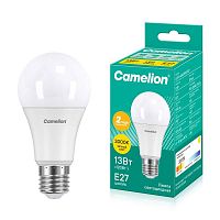 Лампа светодиодная LED13-A60/830/E27 13Вт грушевидная матовая 3000К тепл. бел. E27 1075лм 220В Camelion 12045