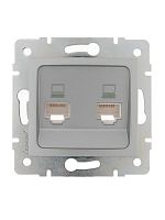 Розетка компьютерная + телефонная 2-м СП Karina RJ45 + RJ11 механизм матов. серебр. LEZARD 707-4388-143