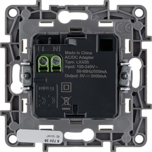 Устройство зарядное Etika с 2-мя USB разъемами A и C 240В/5В 3000мА бел. IEK 672236 фото 4