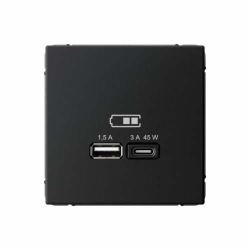 Розетка USB ArtGallery тип A+C 45Вт QC PD высокоскор. ЗУ механизм карбон SE GAL001029 Розетка USB ArtGallery тип A+C 45Вт QC PD высокоскор. ЗУ механизм карбон SE GAL001029