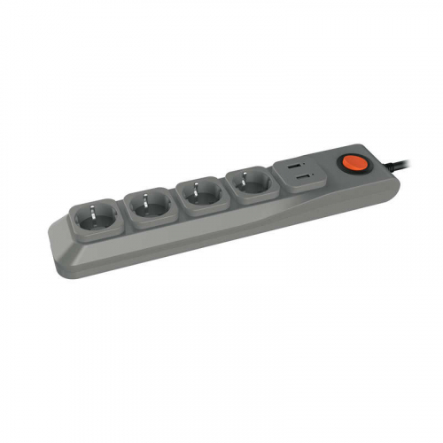 Удлинитель с сетевым фильтром 4х3м с заземл. 10А Lux SGSL5-3U GREY 1хUSB 1А ПВС 3х0.75 защита от перенапряж. короткого замыкания Uniel UL-00001761 Удлинитель с сетевым фильтром 4х3м с заземл. 10А Lux SGSL5-3U GREY 1хUSB 1А ПВС 3х0.75 защита от перенапряж. короткого замыкания Uniel UL-00001761