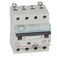 Выключатель автоматический дифференциального тока 4п C 10А 30мА тип AC 10кА DX3 Leg 411185