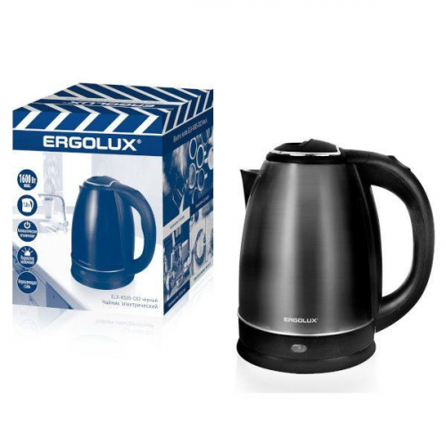 Чайник ELX-KS05-C02 1.8л 220-240В 1600Вт нерж.сталь черн. ПРОМО Ergolux 14925 Чайник ELX-KS05-C02 1.8л 220-240В 1600Вт нерж.сталь черн. ПРОМО Ergolux 14925