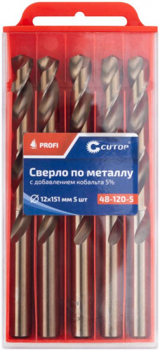 Набор сверл по металлу ПРОФИ/Profi 12х151мм с кобальтом 5% (уп.5шт) Cutop 48-120-5 фото 3