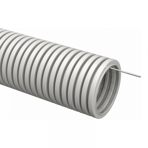 Труба гофрированная ПВХ d16мм с протяжкой сер. (уп.50м) TOKOV ELECTRIC TKE-TG/P-16-C06/50