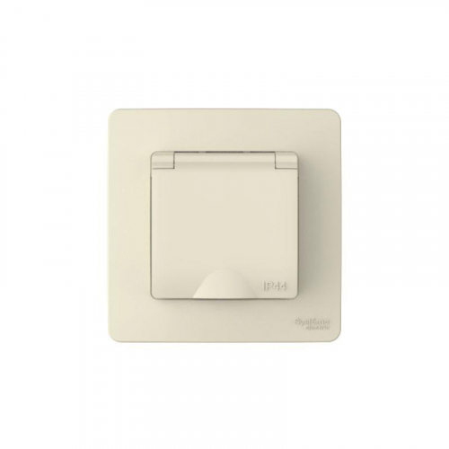Розетка 1-м СП Blanca 16А IP44 250В с заземл. защ. шторки с крышкой молочн. SE BLNRS441112 фото 2