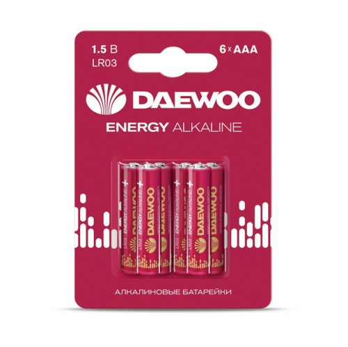 Элемент питания алкалиновый AAA/LR03 1.5В Energy Alkaline BL- 6 (блист. 6шт) DAEWOO 5057081