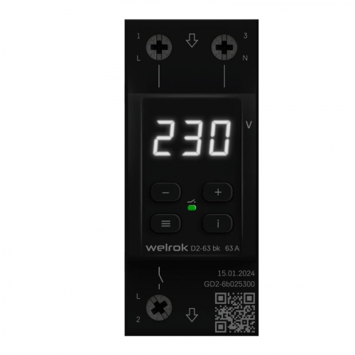 Реле напряжения D2-63 bk Welrok 4660251140649 Реле напряжения D2-63 bk Welrok 4660251140649