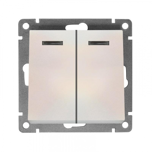 Выключатель 2-кл. СП Афина 10А IP20 с подсветкой механизм жемчуж. Universal A0123-OBr