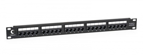 Патч-панель 19дюйм 1U 25 портов RJ11 (6P4C) Cabeus 7990c