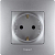 Розетка 1-м СП Etika 16А IP20 250В 2P+E с заземл. немецк. стандарт винтов. клеммы механизм алюм. IEK 672421
