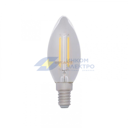 Лампа светодиодная филаментная 7.5Вт CN35 свеча прозрачная 4000К нейтр. бел. E14 600лм Rexant 604-084 фото 4