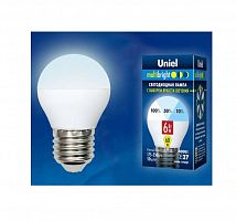 Лампа светодиодная LED-G45-6W/NW/E27 /FR/MB PLM11WH Multibright 6Вт шар матовая 4000К нейтр. бел. E27 100-50-10 (упак. картон) Uniel UL-00002378