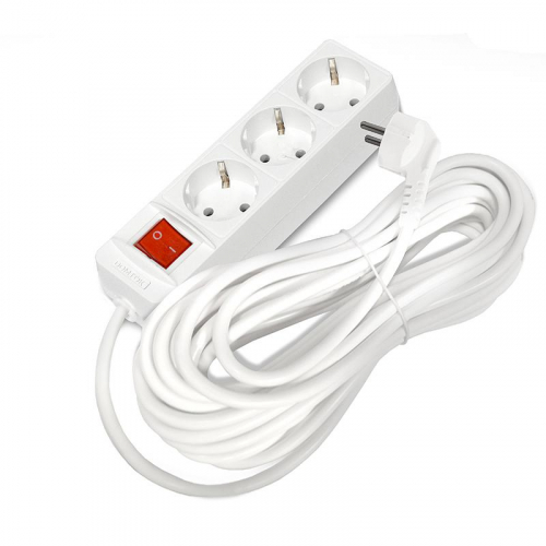 Удлинитель 3х10м с заземл. 16А IP20 3.5кВт ПВС 3х1 с выкл. бел. DOMTOK 2380 фото 3