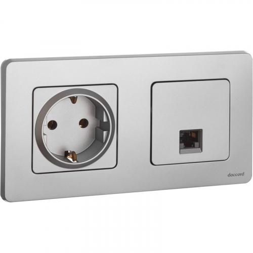 Розетка компьютерная СП Inspiria RJ45 кат.5E UTP IP20 алюм. IEK 673827 фото 2