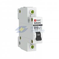 Выключатель автоматический модульный 1п B 10А 4.5кА ВА 47-29 Basic EKF mcb4729-1-10-B