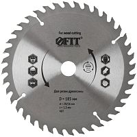 Диск пильный для циркулярных пил по дереву 185х20/16х40T FIT 37739
