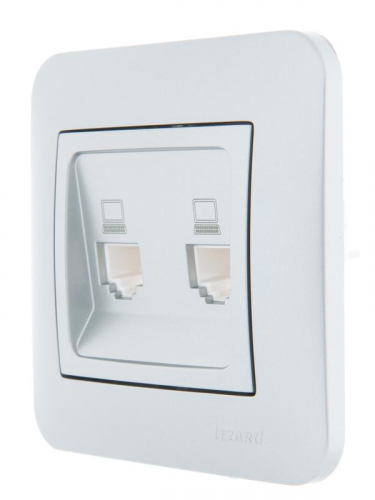 Розетка компьютерная 2-м СП Karina RJ45 механизм матов. серебр. LEZARD 707-4388-141 фото 4