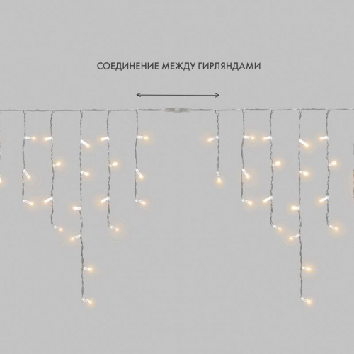 Гирлянда светодиодная "Айсикл" (бахрома) 4.8х0.6м 176LED тепл. бел. 15Вт 220-240В IP65 провод прозр. (нужен шнур питания 303-500-1) Neon-Night 255-146 фото 9 Гирлянда светодиодная "Айсикл" (бахрома) 4.8х0.6м 176LED тепл. бел. 15Вт 220-240В IP65 провод прозр. (нужен шнур питания 303-500-1) Neon-Night 255-146 фото 9