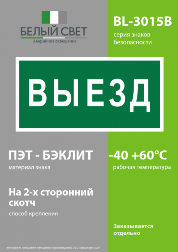 Знак безопасности BL-3015B.N02 "Выезд" Белый свет a17861 фото 3