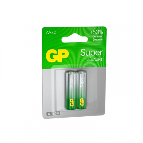 Элемент питания алкалиновый AA/LR6 1.5В Super Alkaline G-Tech 15AA21-2CRSBC2 20/160 (блист.2шт) GP 1223 фото 2 Элемент питания алкалиновый AA/LR6 1.5В Super Alkaline G-Tech 15AA21-2CRSBC2 20/160 (блист.2шт) GP 1223 фото 2