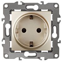 Розетка 1-м СП Эра12 12-2102-04 16А IP20 16AX 250В 2P+E Schuko защ. шторки механизм шампань Эра Б0014690