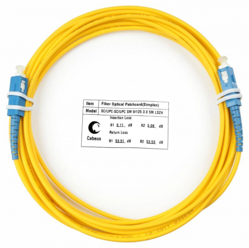Шнур оптический FOP(s)-9-SC-SC-5m simplex SC-SC 9/125см 5м LSZH Cabeus 7388c
