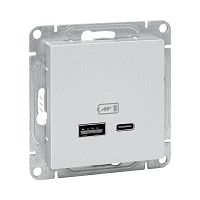 Розетка СП Эпика USB-A+С механизм алюм. EKF UP1-SOA-USBA+USBC