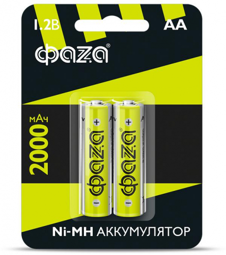 Аккумулятор AA Ni-MH 1.2В 2000мА.ч BL-2 (уп.2шт) ФАZА 5002975 Аккумулятор AA Ni-MH 1.2В 2000мА.ч BL-2 (уп.2шт) ФАZА 5002975
