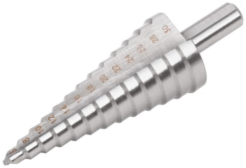 Сверло ступенчатое HSS (Р6М5) по металлу 13 ступеней 6-30мм FIT 36398 фото 2 Сверло ступенчатое HSS (Р6М5) по металлу 13 ступеней 6-30мм FIT 36398 фото 2