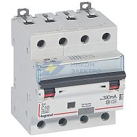 Выключатель автоматический дифференциального тока 4п C 10А 300мА тип A 10кА DX3 Leg 411238