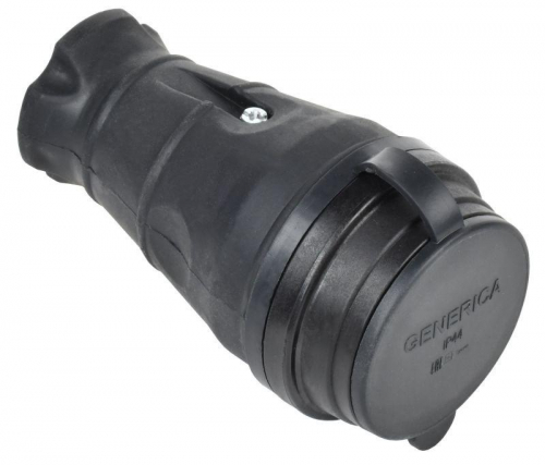Колодка удлинителя 1-м 16А IP44 с защ. крышкой каучук черн. GENERICA ERK20-016-01-44-K02-G Колодка удлинителя 1-м 16А IP44 с защ. крышкой каучук черн. GENERICA ERK20-016-01-44-K02-G