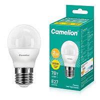 Лампа светодиодная LED7-G45/830/E27 7Вт шар матовая 3000К тепл. бел. E27 580лм 170-265В Camelion 12070