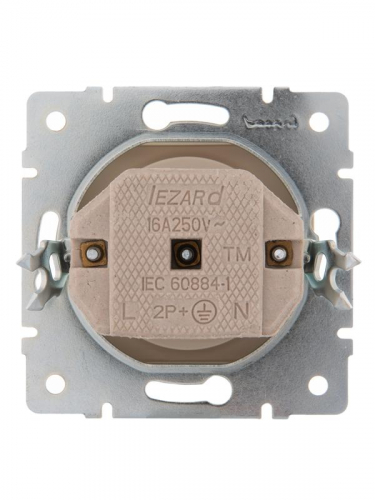 Розетка 1-м СП Karina 16А IP20 без заземл. керамика механизм крем. LEZARD 707-0388-121 фото 3
