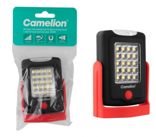 Фонарь универсальный E1442 LED+SMD 3XR03 магн. пластик. блистер-пакет черн./красн. Camelion 16209 Фонарь универсальный E1442 LED+SMD 3XR03 магн. пластик. блистер-пакет черн./красн. Camelion 16209