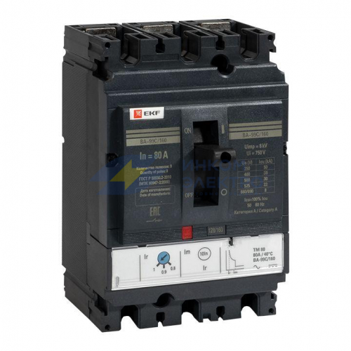 Выключатель автоматический 3п 160/80А 36кА ВА-99C Compact NS PROxima EKF mccb99C-160-80 фото 2