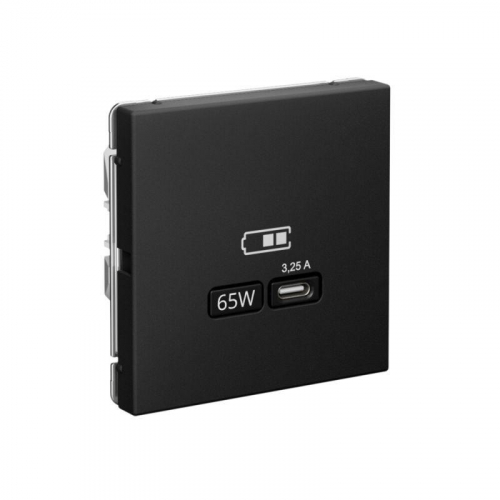 Розетка USB ArtGallery тип C 65Вт QC PD высокоскор. ЗУ механизм карбон SE GAL001027 фото 5