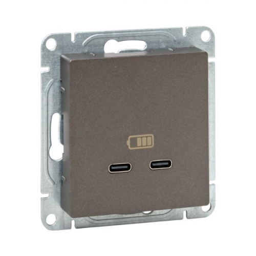 Розетка 2-м СП Эпика USB-C механизм мокко EKF UP1-SOM-2USBC