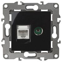 Розетка компьютерная + телевизионная Эра12 12-3110-06 RJ45 + TV IP20 черн. Эра Б0027446